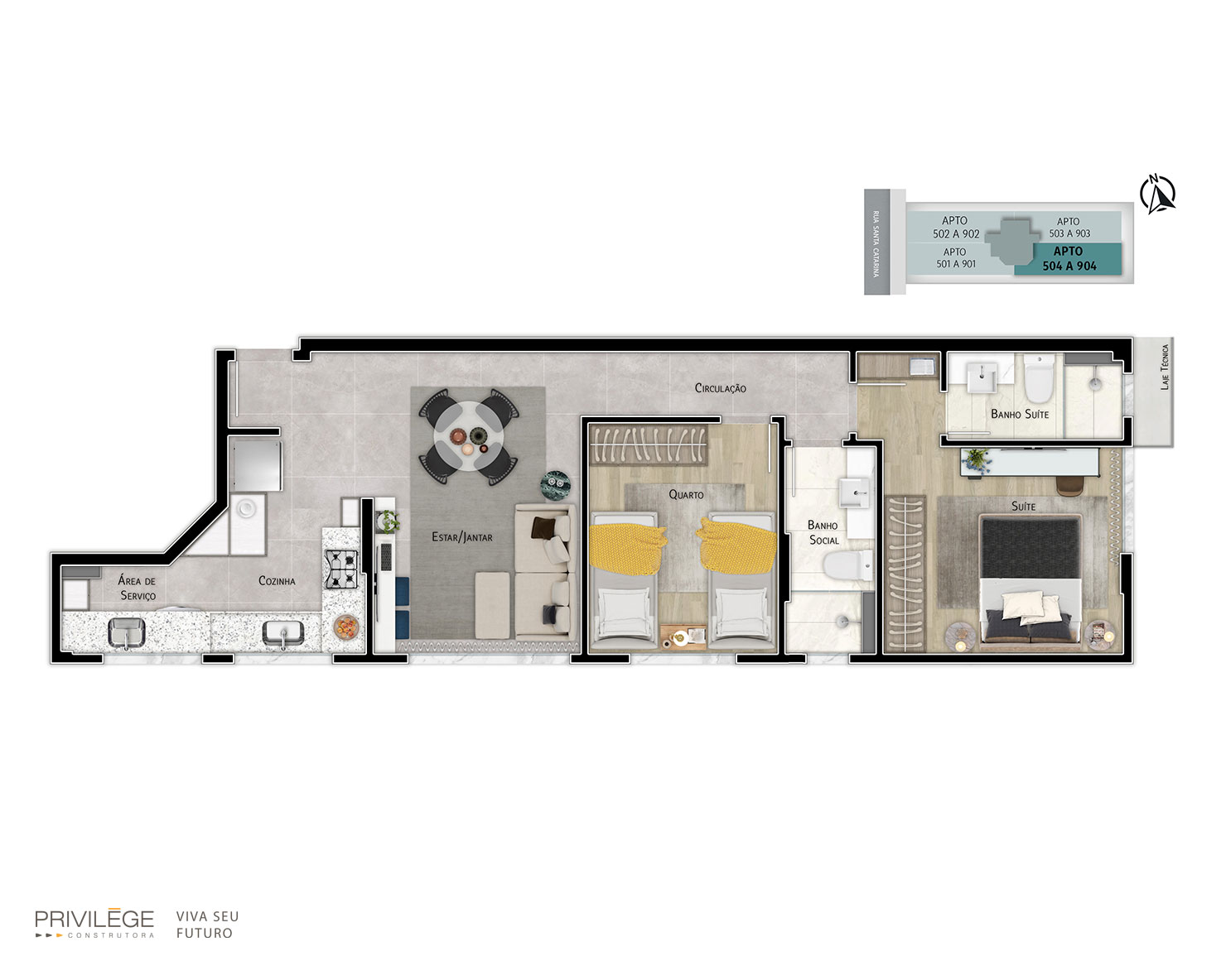 Apartamento 2 quartos – 504 a 904